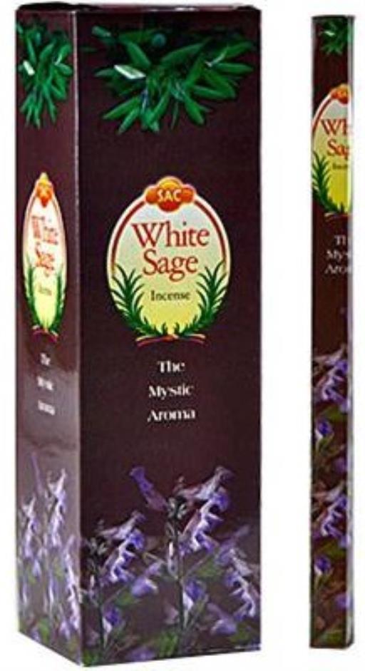 SAC White Sage Incense Sticks 8 Pack 8 Sticks/ Pack 25 Packs/ Box