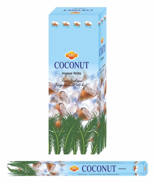 SAC Coconut Incense Sticks 20 Sticks/Tube 6 Tubes/Box