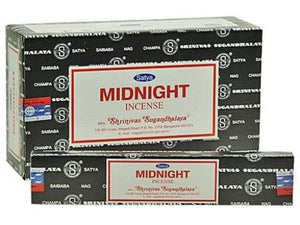 Satya "Nag Champa" Midnight Incense Sticks 15G 15 G/ Pack 12 Packs/ Box & Total 180G