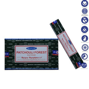 Satya "Nag Champa" Patchouli Forest Incense Sticks 15G 7.8" 15 G/ Pack 12 Packs/ Box & Total 180G