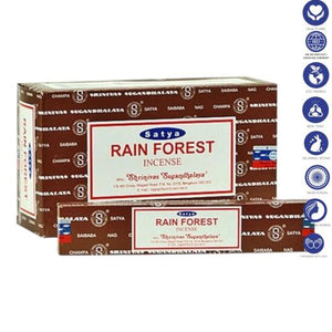 Satya "Nag Champa" Rain Forest Incense Sticks 15G 7.8" 16 G/ Pack 12 Packs/ Box & Total 180G