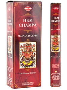 HEM Fragrances Hem Champa (Masala) Incense Sticks 15 Sticks 9" 20G /Tube 6 Tubes/Box & Burns: 40 Minutes/Stick