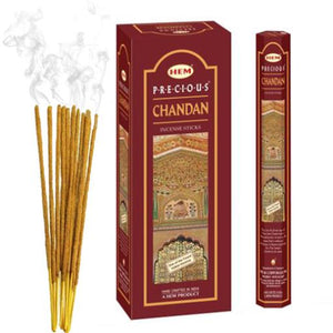 HEM Fragrances Precious Chandan Incense Sticks 20 Sticks/Tube 6 Tubes/Box & Burns: 45 Minutes/Stick