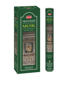 HEM Fragrances Precious Musk Incense Sticks 9" 20 Sticks/Tube 6 Tubes/Box & Burns: 45 Minutes/Stick