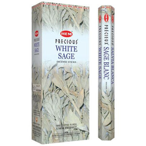 HEM Fragrances Precious White Sage Incense Sticks 20 Sticks/Tube 6 Tubes/Box & Burns: 45 Minutes/Stick