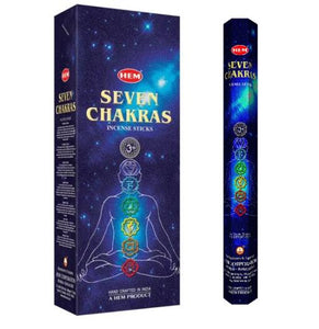 HEM Fragrances Seven Chakras Incense Sticks 9" 20 Sticks/Tube 6 Tubes/Box & Burns: 45 Minutes/Stick