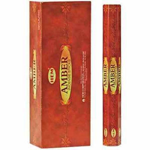 HEM Fragrances Amber Incense Sticks 9" 20 Sticks/Tube 6 Tubes/Box & Burns: 45 Minutes/Stick