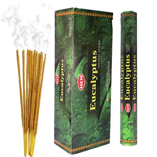 HEM Fragrances Eucalyptus Incense Sticks 20 Sticks/Tube 6 Tubes/Box & Burns: 45 Minutes/Stick