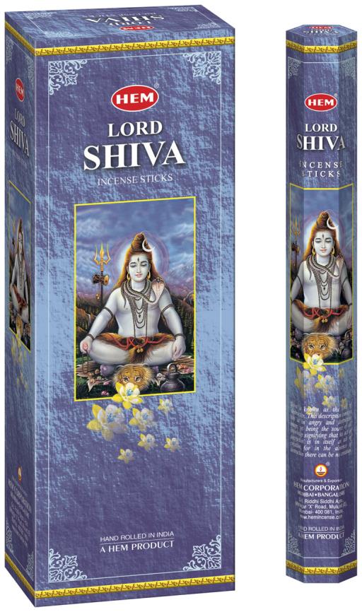 HEM Fragrances Lord Shiva Incense Sticks 20 Sticks/Tube 6 Tubes/Box & Burns: 45 Minutes/Stick