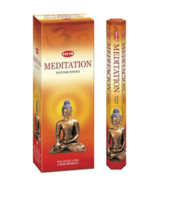 HEM Fragrances Meditation Incense Sticks 9" 20 Sticks/Tube 6 Tubes/Box & Burns: 45 Minutes/Stick