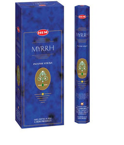 HEM Fragrances Myrrh Incense Sticks 9" 20 Sticks/Tube 6 Tubes/Box & Burns: 45 Minutes/Stick