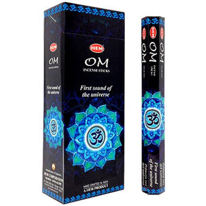 HEM Fragrances Om Incense Sticks 9" 20 Sticks/Tube 6 Tubes/Box & Burns: 45 Minutes/Stick