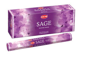 HEM Fragrances Sage Incense Sticks 9" 20 Sticks/Tube 6 Tubes/Box & Burns: 45 Minutes/Stick