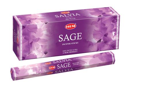 HEM Fragrances Sage Incense Sticks 20 Sticks/Tube 6 Tubes/Box & Burns: 45 Minutes/Stick