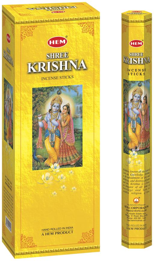 HEM Fragrances Shri Krishna Incense Sticks 20 Sticks/Tube 6 Tubes/Box & Burns: 45 Minutes/Stick