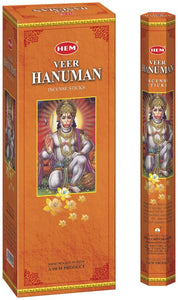 HEM Fragrances Veer Hanuman Incense Sticks 20 Sticks/Tube 6 Tubes/Box & Burns: 45 Minutes/Stick