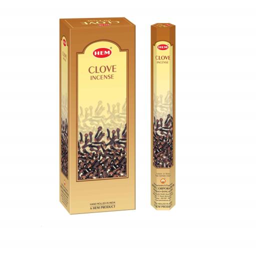 HEM Fragrances Clove Incense Sticks 20 Sticks/Tube 6 Tubes/Box & Burns: 45 Minutes/Stick