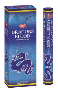 HEM Fragrances Dragons Blood Blue Incense Sticks 9" 20 Sticks/Tube 6 Tubes/Box & Burns: 45 Minutes/Stick