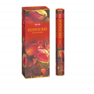 HEM Fragrances Potpourri Incense Sticks 9" 20 Sticks/Tube 6 Tubes/Box & Burns: 45 Minutes/Stick