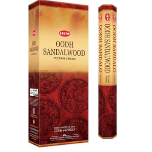 HEM Fragrances Oodh Sandalwood Incense Sticks 20 Sticks/Tube 6 Tubes/Box & Burns: 45 Minutes/Stick