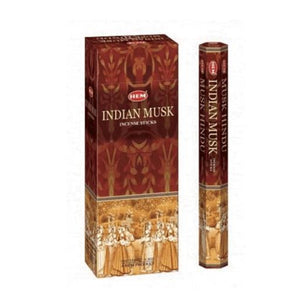 HEM Fragrances Indian Musk Incense Sticks 20 Sticks/Tube 6 Tubes/Box & Burns: 45 Minutes/Stick