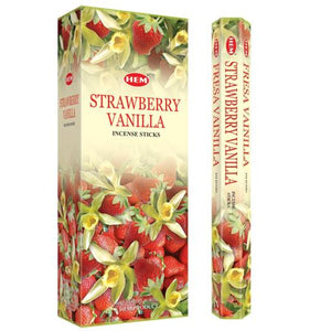 HEM Fragrances Strawberry Vanilla Incense Sticks 9" 20 Sticks/Tube 6 Tubes/Box & Burns: 45 Minutes/Stick