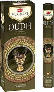 HEM Fragrances Mukhalat Oudh Incense Sticks 9" 20 Sticks/Tube 6 Tubes/Box & Burns: 45 Minutes/Stick