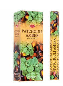 HEM Fragrances Patchouli Amber Incense Sticks 9" 20 Sticks/Tube 6 Tubes/Box & Burns: 45 Minutes/Stick