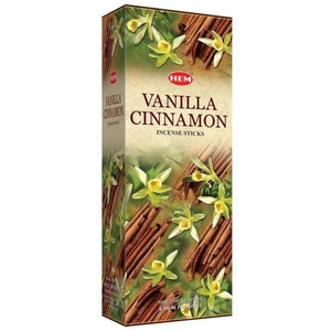 HEM Fragrances Vanilla Cinnamon Incense Sticks 9" 20 Sticks/Tube 6 Tubes/Box & Burns: 45 Minutes/Stick