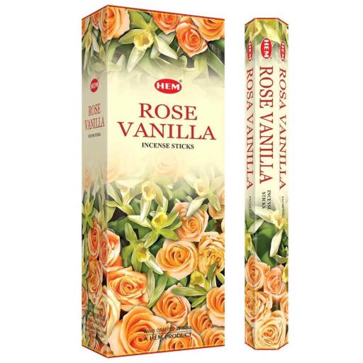 HEM Fragrances Rose Vanilla Incense Sticks 20 Sticks/Tube 6 Tubes/Box & Burns: 45 Minutes/Stick