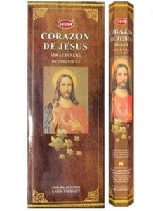 HEM Fragrances Corazon De Jesus Incense Sticks 9" 20 Sticks/Tube 6 Tubes/Box & Burns: 45 Minutes/Stick