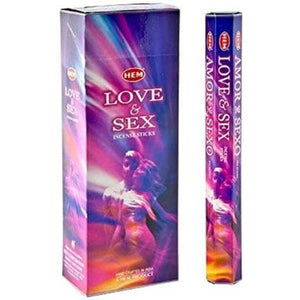 HEM Fragrances Love And Sex Incense Sticks 9" 20 Sticks/Tube 6 Tubes/Box & Burns: 45 Minutes/Stick