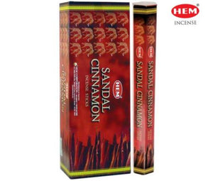 HEM Fragrances Sandal Cinnamon Incense Sticks 9" 20 Sticks/Tube 6 Tubes/Box & Burns: 45 Minutes/Stick