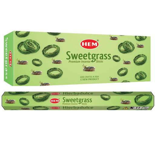 HEM Fragrances Sweetgrass Incense Sticks 20 Sticks/Tube 6 Tubes/Box & Burns: 45 Minutes/Stick