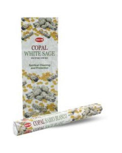 HEM Fragrances Copal White Sage Incense Sticks 9" 20 Sticks/Tube 6 Tubes/Box & Burns: 45 Minutes/Stick