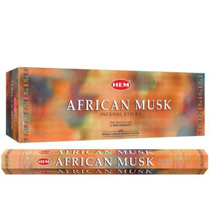 HEM Fragrances African Musk Incense Sticks 20 Sticks/Tube 6 Tubes/Box & Burns: 45 Minutes/Stick