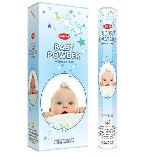 HEM Fragrances Baby Powder Incense Sticks 20 Sticks/Tube 6 Tubes/Box & Burns: 45 Minutes/Stick