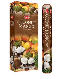 HEM Fragrances Coconut Mango Incense Sticks 20 Sticks/Tube 6 Tubes/Box & Burns: 45 Minutes/Stick