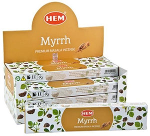 HEM Fragrances Myrrh Premium Masala Incense 15G 15G/ Pack 12 Packs/ Box