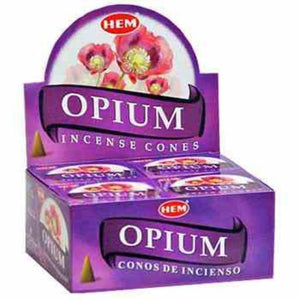 HEM Fragrances Opium Cones 1" 10 Cones/ Pack 12 Packs/ Display Box & Burns: 30 Minutes/Cone