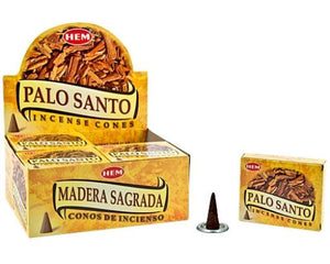 HEM Fragrances Palo Santo Cones 1" 10 Cones/ Pack 12 Packs/ Display Box & Burns: 30 Minutes/Cone