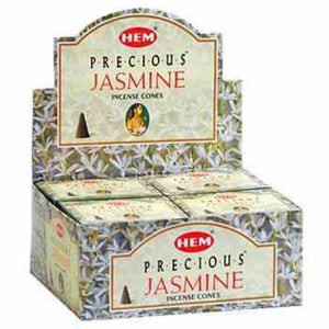 HEM Fragrances Precious Jasmine Cones 1" 10 Cones/ Pack 12 Packs/ Display Box & Burns: 30 Minutes/Cone