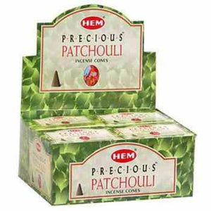 HEM Fragrances Precious Patchouli Cones 1" 10 Cones/ Pack 12 Packs/ Display Box & Burns: 30 Minutes/Cone