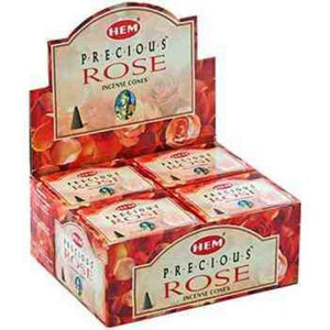 HEM Fragrances Precious Rose Cones 1" 10 Cones/ Pack 12 Packs/ Display Box & Burns: 30 Minutes/Cone