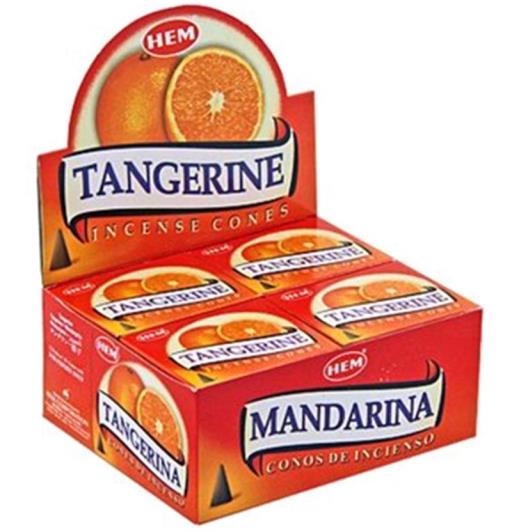 HEM Fragrances Tangerine Cones 10 Cones/ Pack 12 Packs/ Display Box & Burns: 30 Minutes/Cone