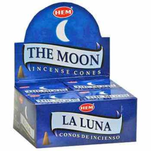 HEM Fragrances The Moon Cones 10 Cones/ Pack 12 Packs/ Display Box & Burns: 30 Minutes/Cone