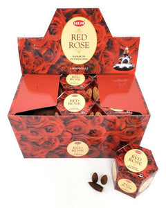 HEM Fragrances Red Rose Backflow Incense Cones 480 Pcs 1.2" 40 Cones (100G Approx.)/ Pack 12 Packs/ Display Box