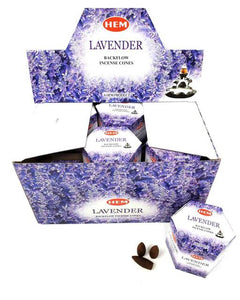 HEM Fragrances Lavender Backflow Incense Cones 480 Pcs 1.2" 40 Cones (100G Approx.)/ Pack 12 Packs/ Display Box