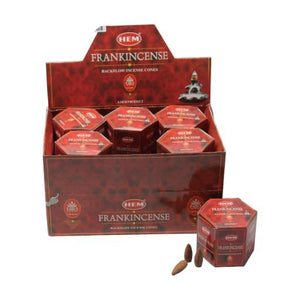 HEM Fragrances Frankincense Backflow Incense Cones 480 Pcs 1.2" 40 Cones (100G Approx.)/ Pack 12 Packs/ Display Box