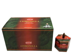 HEM Fragrances Citronella Backflow Incense Cones 480 Pcs 40 Cones (100G Approx.)/ Pack 12 Packs/ Display Box